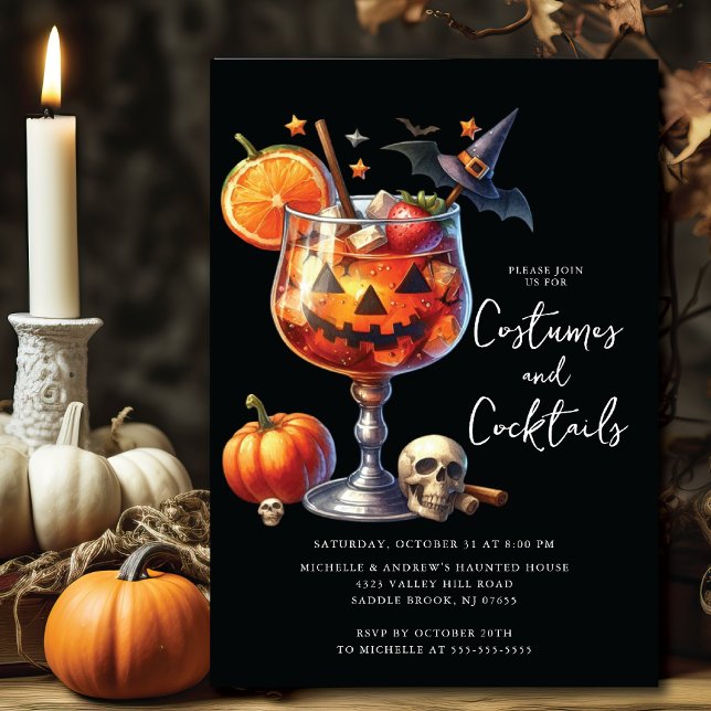Invitación Fiesta de Halloween con disfraces y cócteles (Subido por el creador)