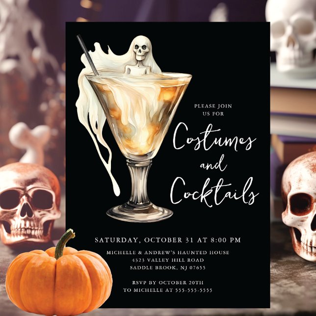 Invitación Fiesta de Halloween con disfraces y cócteles (Subido por el creador)