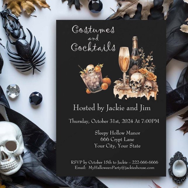 Invitación Fiesta de Halloween con disfraces y cócteles (Subido por el creador)