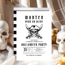 Invitación Fiesta de Halloween con el cráneo del pirata