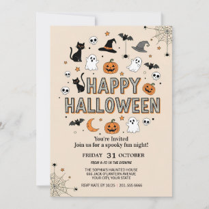 Invitación Fiesta de Halloween con fantasía y calabaza