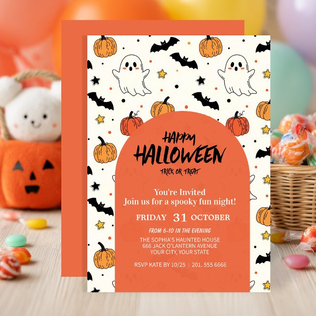 Invitación Fiesta de Halloween con fantasía y calabaza (Subido por el creador)