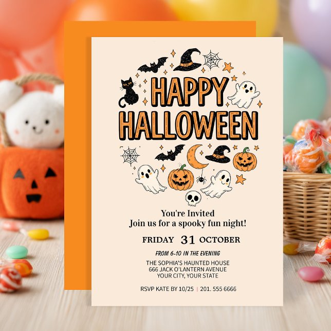 Invitación Fiesta de Halloween con fantasía y calabaza (Subido por el creador)