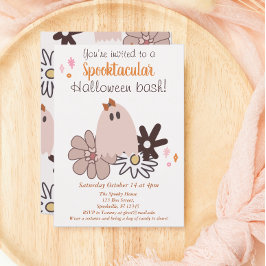 Invitación Fiesta de Halloween con fantasmas rosados