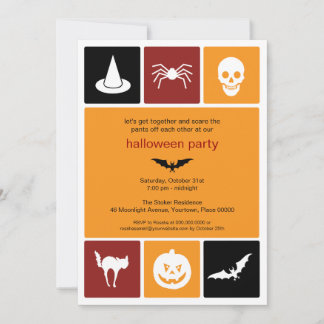 Invitación Fiesta de Halloween con iconos simples