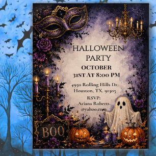 Invitación Fiesta de Halloween con Mascarada Fantasmagórica