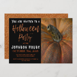 Invitación Fiesta de Halloween con moderna tipografía Naranja