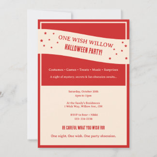 Invitación Fiesta de Halloween con tema de obsesión de One Wi