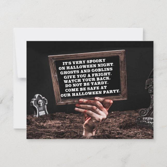 Invitación Fiesta de Halloween con texto mortales (Anverso)