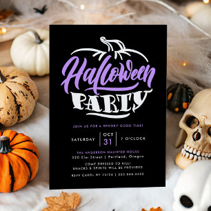 Invitación Fiesta de Halloween con tipografía de calabaza mor
