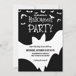 Invitación Fiesta de Halloween con traje negro y blanco espel