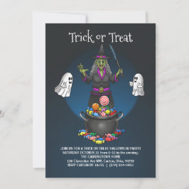 Invitación Fiesta de Halloween con truco de brujas y fantasma