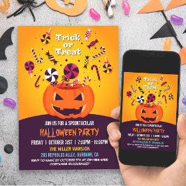 Invitación Fiesta de Halloween con trucos o trucos