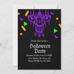 Invitación Fiesta de Halloween Confeti de araña de neón
