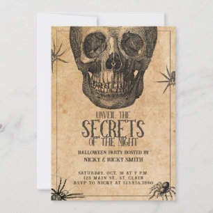 Invitación Fiesta de Halloween, cráneo vintage, Fiesta de dis