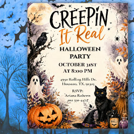 Invitación Fiesta de Halloween Creepin 'It Real
