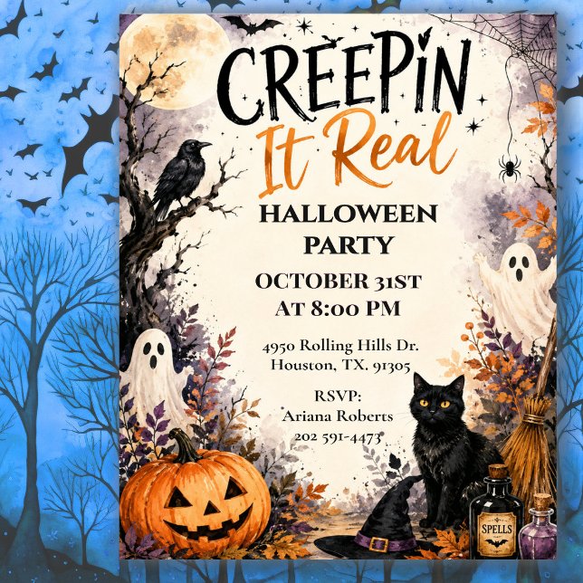 Invitación Fiesta de Halloween Creepin 'It Real (Subido por el creador)