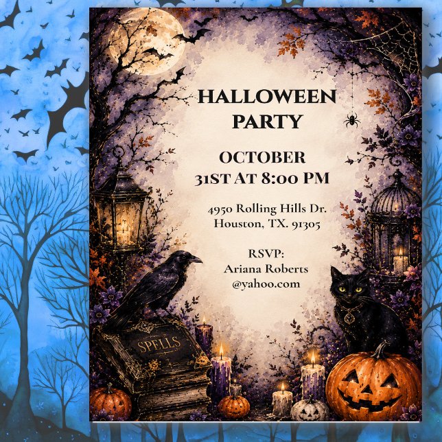 Invitación Fiesta de Halloween Cuervo Embrujado (Subido por el creador)