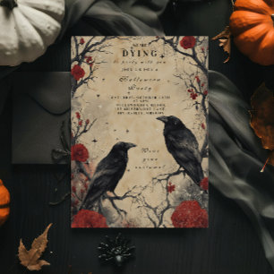 Invitación Fiesta de Halloween Cuervos y Rosas Vintage