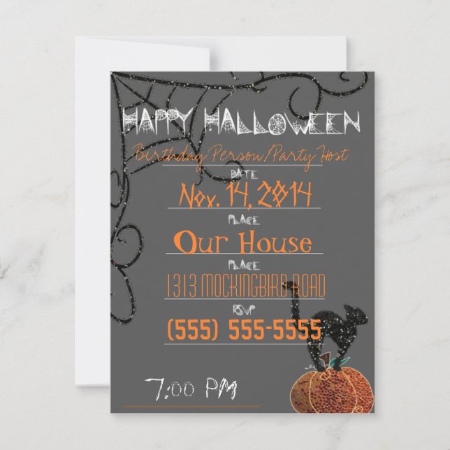 Invitación Fiesta de Halloween/Cumpleaños (Anverso)