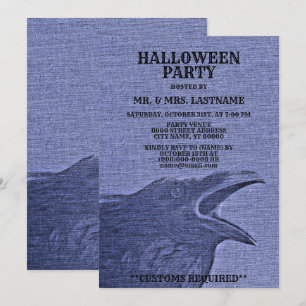 Invitación Fiesta de Halloween Da miedo Craw Blue Purple Spoo