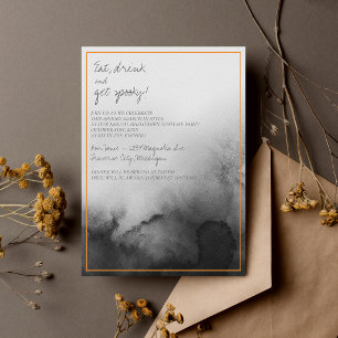 Invitación Fiesta de Halloween de Acuarela Oscura Naranja Neg