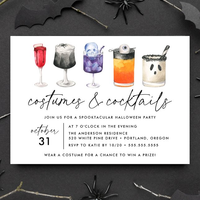 Invitación Fiesta de Halloween de acuarelas y cócteles (Subido por el creador)