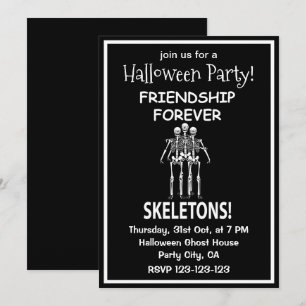 Invitación Fiesta de Halloween de Amistad de Esqueleto para S