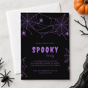 Invitación Fiesta de Halloween de Araña Negra Espeluznante co
