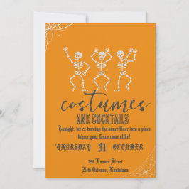 Invitación Fiesta de Halloween de baile de cráneo gótico retr