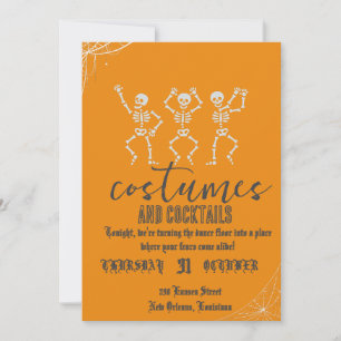 Invitación Fiesta de Halloween de baile de cráneo gótico retr