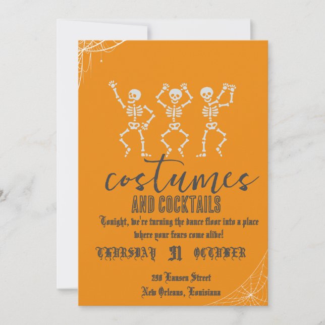 Invitación Fiesta de Halloween de baile de cráneo gótico retr (Anverso)