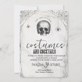 Invitación Fiesta de Halloween de baile de cráneo gótico retr
