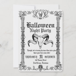 Invitación Fiesta de Halloween de baile de cráneo gótico retr