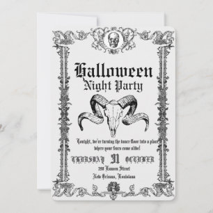 Invitación Fiesta de Halloween de baile de cráneo gótico retr