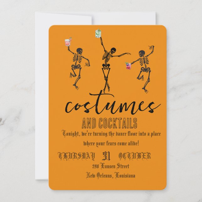 Invitación Fiesta de Halloween de baile de cráneo gótico retr (Anverso)