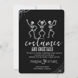 Invitación Fiesta de Halloween de baile de cráneo gótico retr