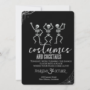 Invitación Fiesta de Halloween de baile de cráneo gótico retr