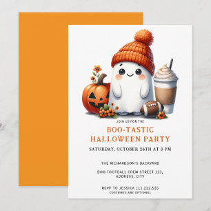 Invitación Fiesta de Halloween de Boo-Tasa de Fútbol Fantasma