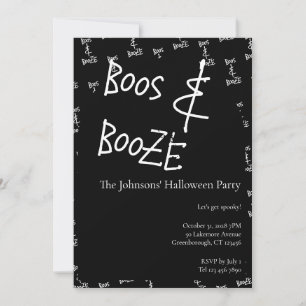 Invitación Fiesta de Halloween de Boos y Bebida Alcohólica en