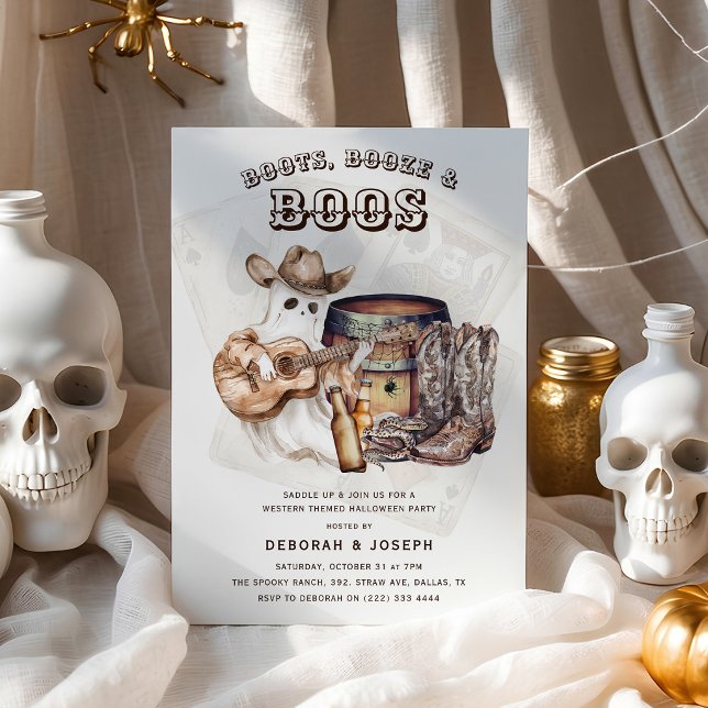 Invitación Fiesta de Halloween de Botas del Oeste, Licor y Ma (Subido por el creador)