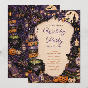 Invitación Fiesta de Halloween de Bruja Adorable