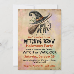 Invitación Fiesta de Halloween de Bruja o Brujo Espeluznante 