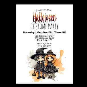 Invitación Fiesta de Halloween de Bruja y Hechicero