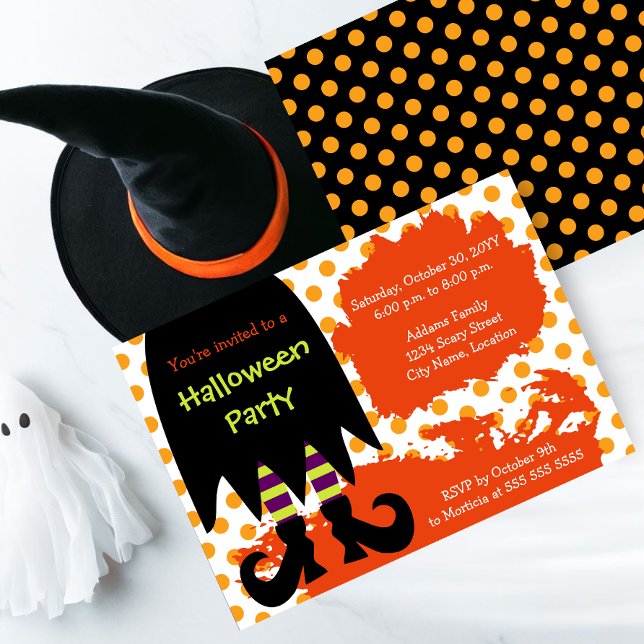 Invitación Fiesta de Halloween de Brujas (A bewitching Halloween party invite perfect for kids and adults.)