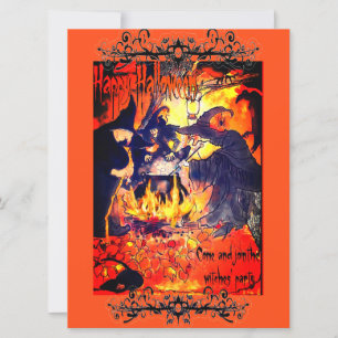 Invitación Fiesta de Halloween de Brujas Caldera de Arte Buit