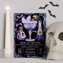 Invitación Fiesta de Halloween de Brujas de Cócteles y Disfra