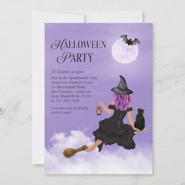 Invitación Fiesta de Halloween de brujas malvadas (Anverso)
