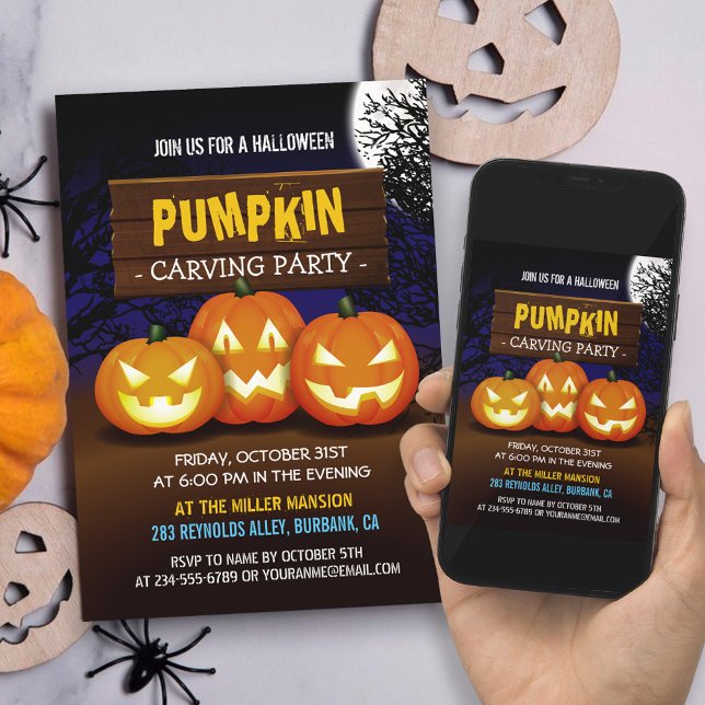 Invitación Fiesta de Halloween de Calabaza Cuidada (Perfect for kids and families who love to get crafty and enjoy the Halloween spirit.)