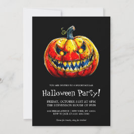 Invitación Fiesta de Halloween de Calabaza Sonriente Espeluzn